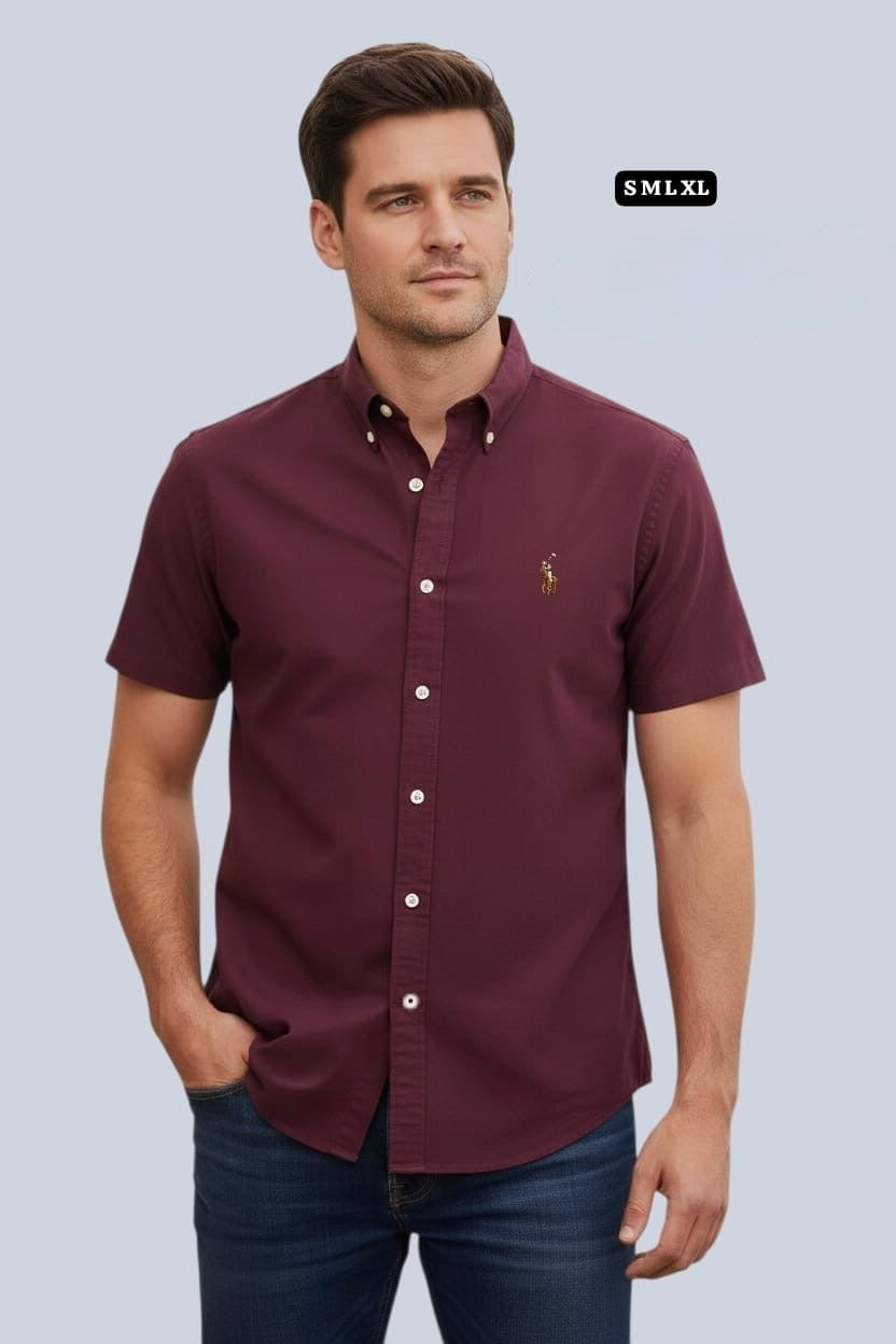 Camisa RL Hombre Manga Corta Vino