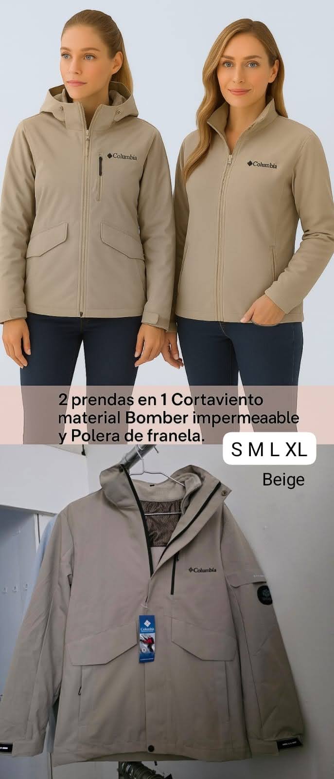 Cortaviento Mujer 2 en 1 Negro