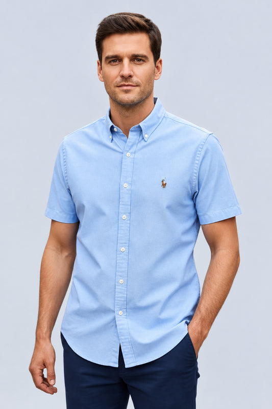 Camisa RL Hombre Manga Corta Celeste