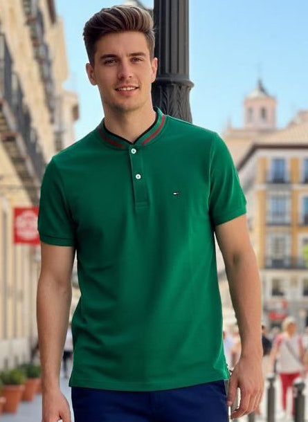 Camisero TH Hombre Piqué con Cuello y Puño Bordado