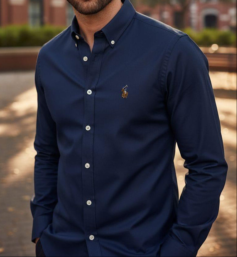 Camisa RL Hombre Manga Larga Azul