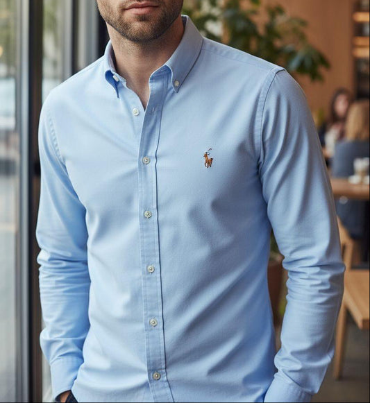 Camisa RL Hombre Manga Larga Celeste