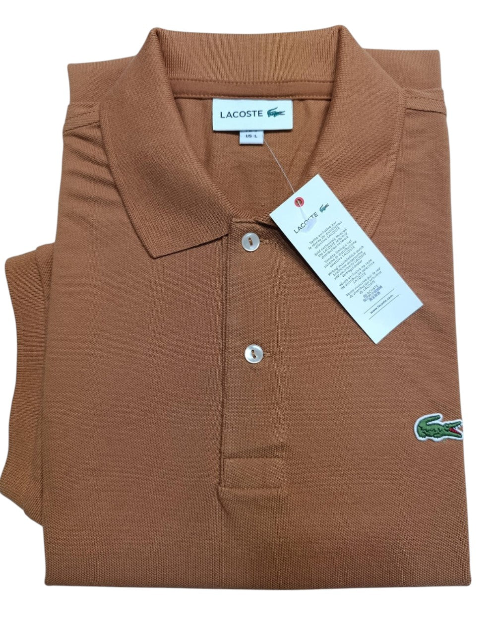 Lacoste camisero marrón manga corta