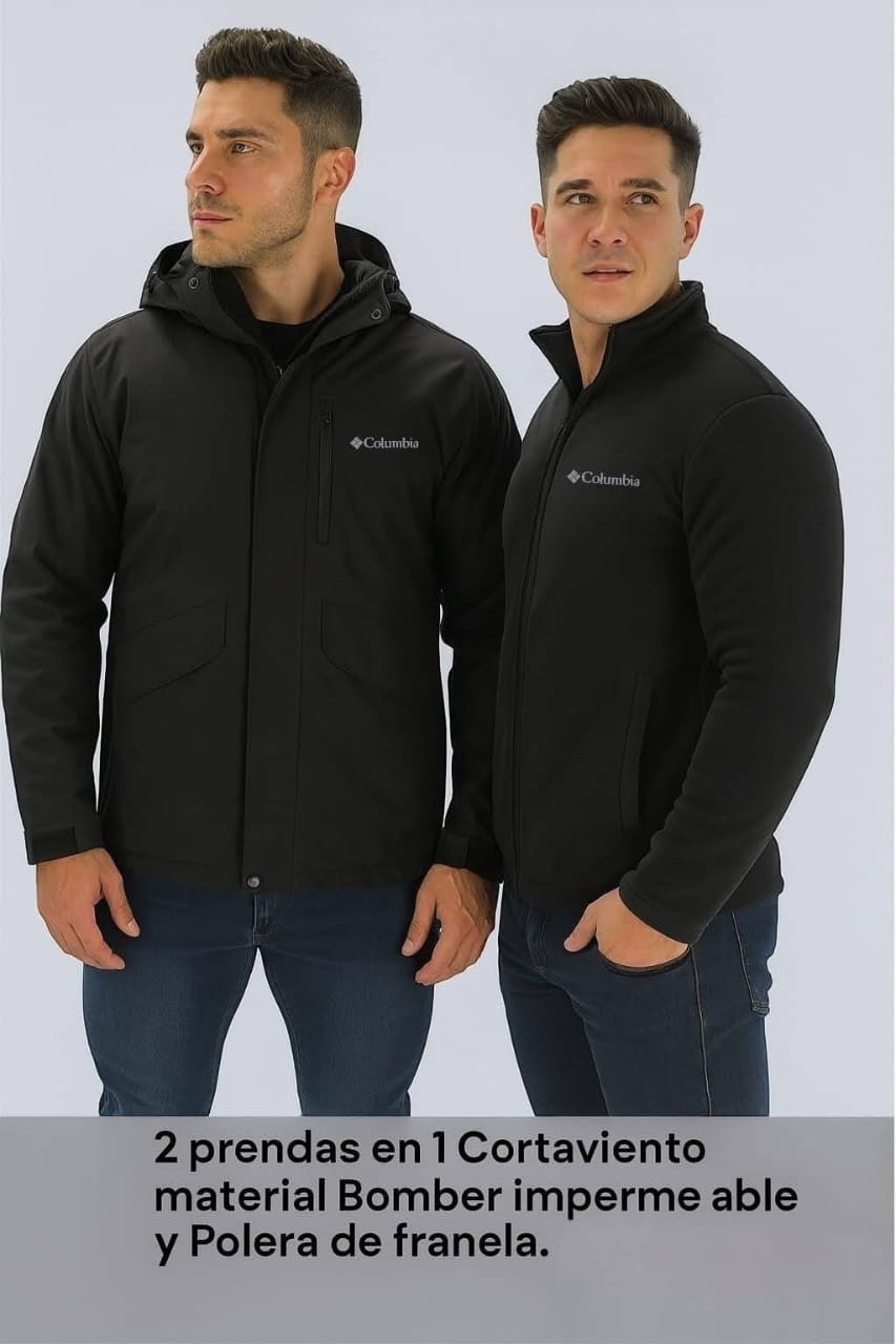 Cortaviento COL Hombre 2 en 1 Negro