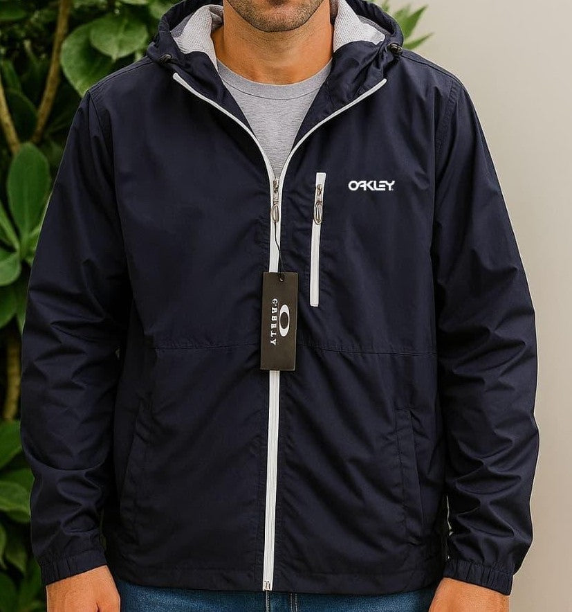 Cortaviento OAK Hombre con Capucha Impermeable Azul Marino