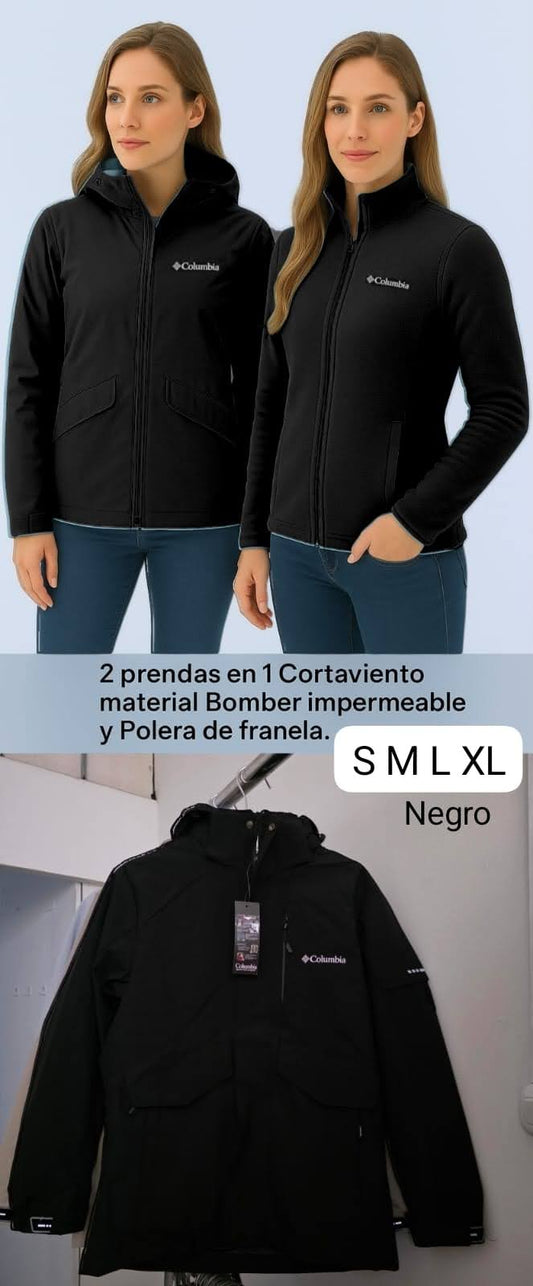Cortaviento Mujer 2 en 1 Negro